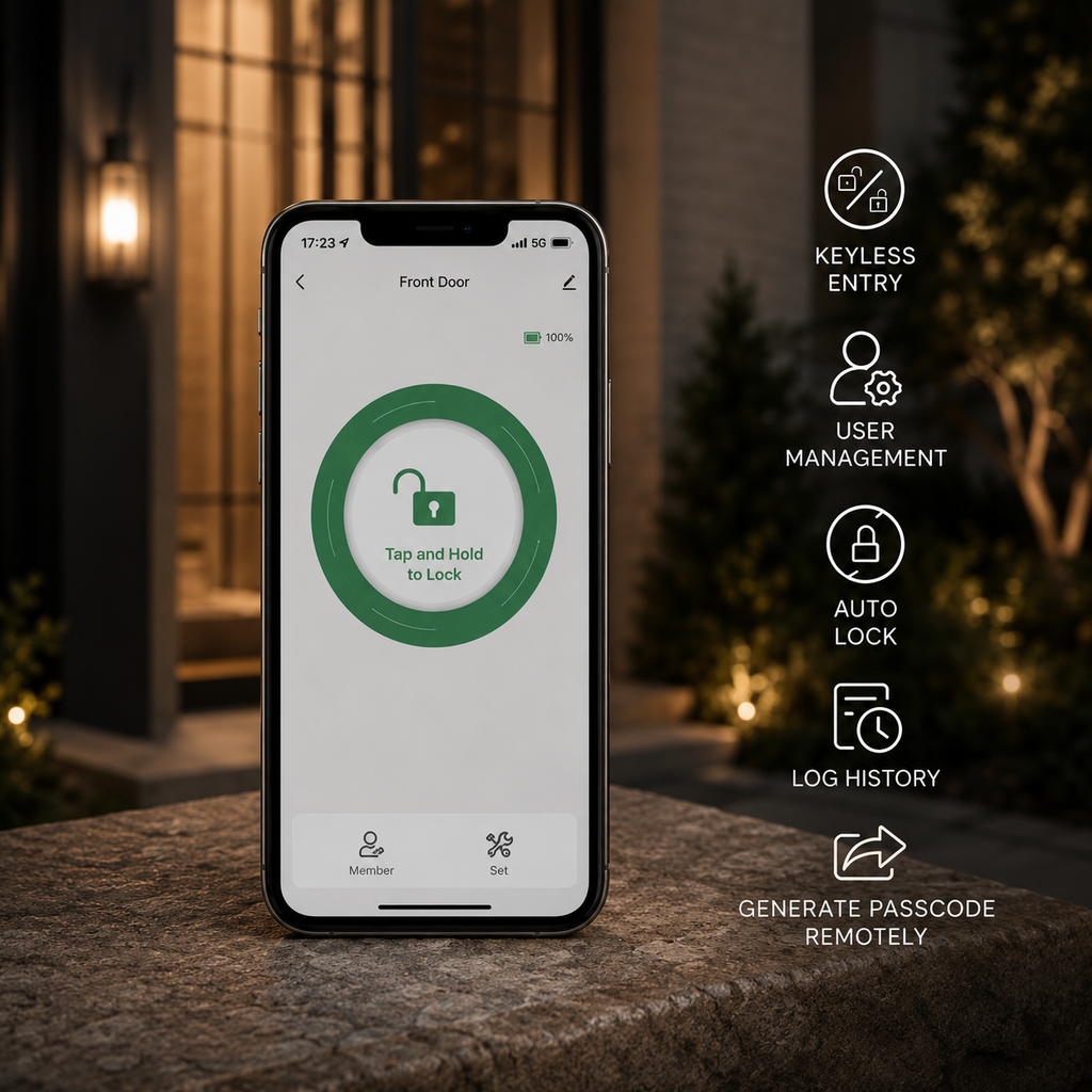Smart Door Handle Lock with Keypad: Fingerprint Smart Knob - Keyless Entry Digital Lock for Front Door - Deadbolt with APP - Generate Passcode Remotely - DIY Installation