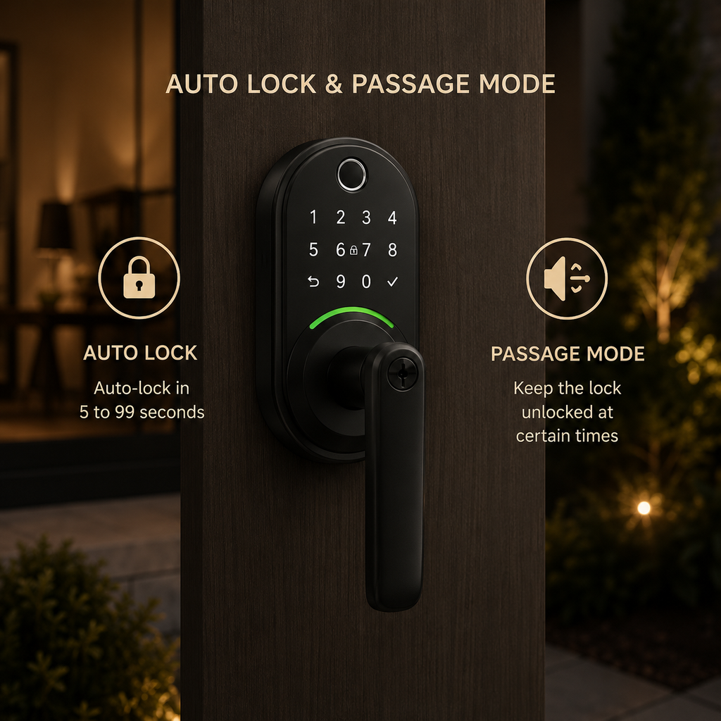 Smart Door Handle Lock with Keypad: Fingerprint Smart Knob - Keyless Entry Digital Lock for Front Door - Deadbolt with APP - Generate Passcode Remotely - DIY Installation